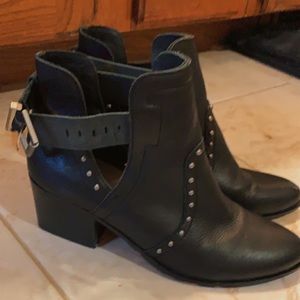 Black leather ankle boots
